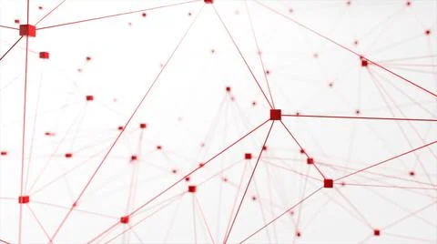Network animation connected cube on white background. 3d illustration Stock Photos