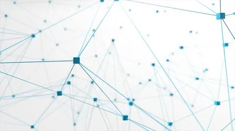 Network animation connected cube on white background. 3d illustration Stock Photos