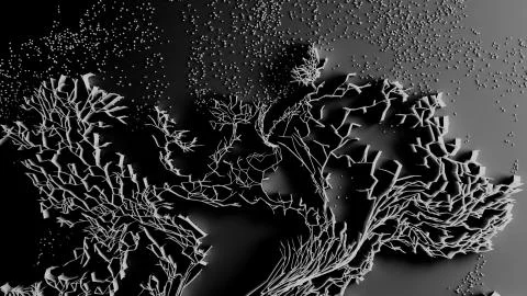 Network animation connected dots or growing trails Stock Illustration