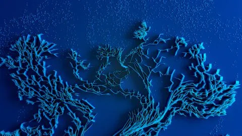 Network animation connected dots or growing trails Stock Illustration