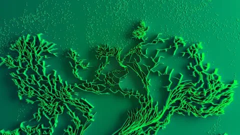 Network animation connected dots or growing trails Illustrazione stock