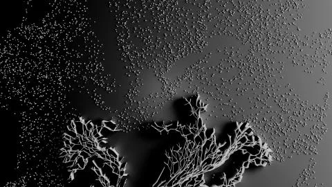 Network animation connected dots or growing trails Stock Illustration