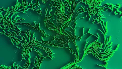 Network animation connected dots or growing trails Illustrazione stock