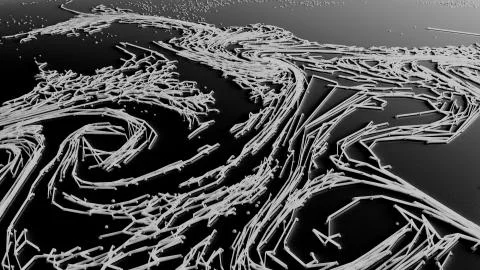 Network animation connected dots or growing trails Stock Illustration