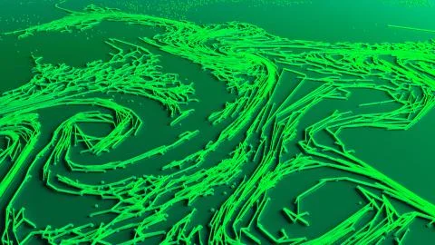 Network animation connected dots or growing trails Иллюстрация