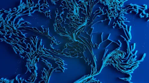 Network animation connected dots or growing trails Stock Illustration