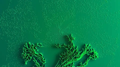 Network animation connected dots or growing trails Stock Illustration