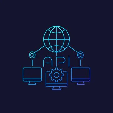 Network api icon, linear Illustrazione stock