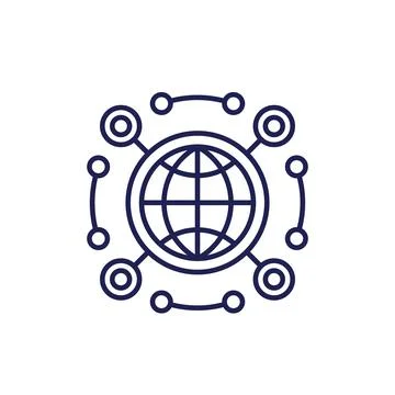 Network api line icon on white, vector 스톡 일러스트