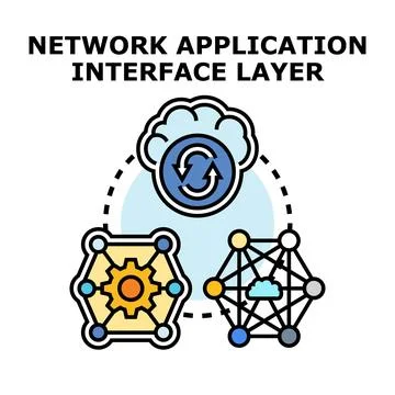 Network application interface layer computing concept 스톡 일러스트