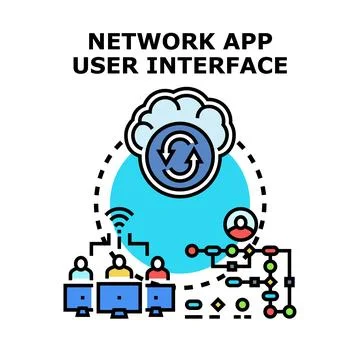 Network application user interface concept working with data transfer Stock Illustration