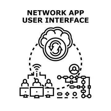 Network application user interface concept working with data transfer Stock Illustration