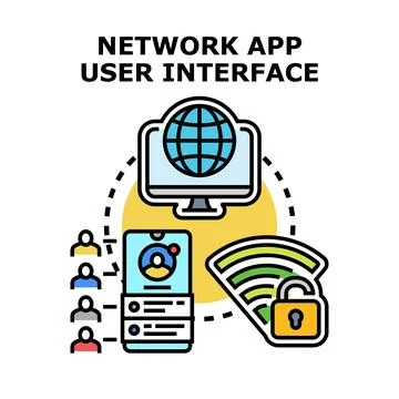 Network application user interface connecting global digital communication Stock Illustration