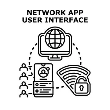 Network application user interface connecting global digital communication Stock Illustration