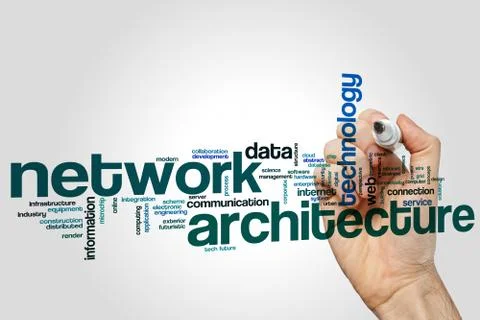 Network architecture word cloud Stock Photos