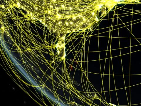 Network around Bahamas from space Stock Illustration