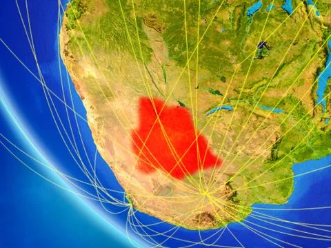 Network around Botswana from space Stock Illustration
