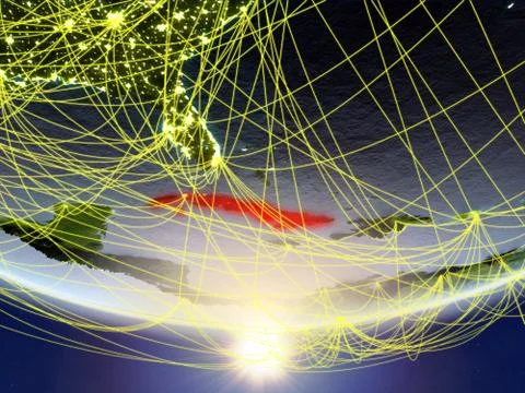 Network around Cuba from space Illustrazione stock