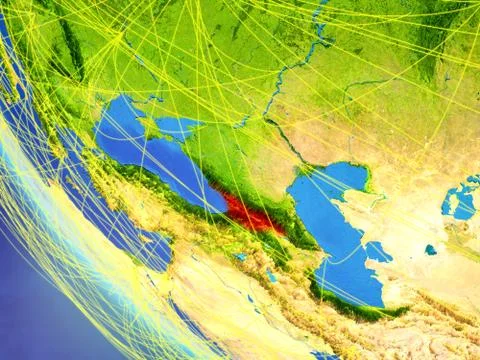 Network around Georgia from space Stock Illustration