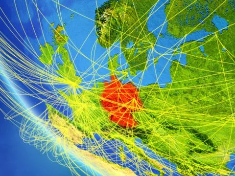 Network around Germany from space Illustrazione stock