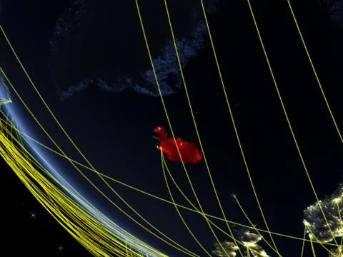 Network around Iceland from space Stock Illustration