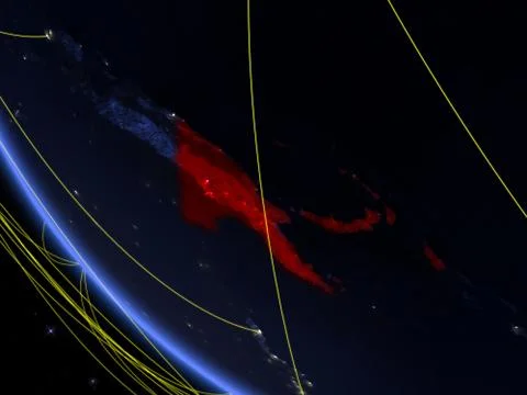 Network around Papua New Guinea from space Stock Illustration