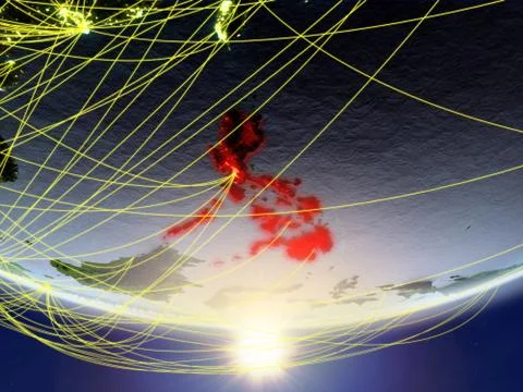 Network around Philippines from space Illustrazione stock