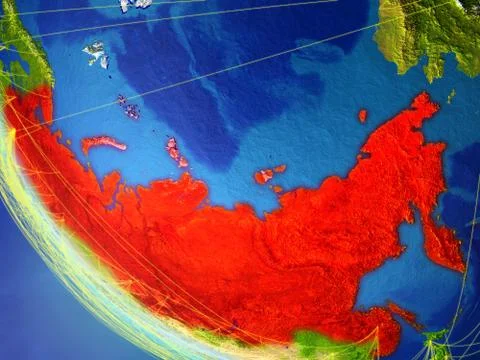 Network around Russia from space Illustrazione stock