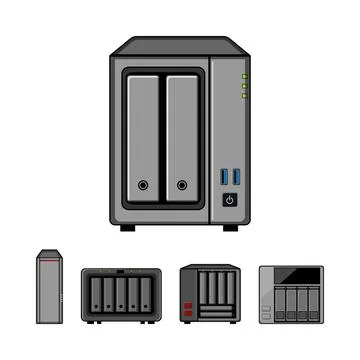 Network attached storage device multiple views 스톡 일러스트