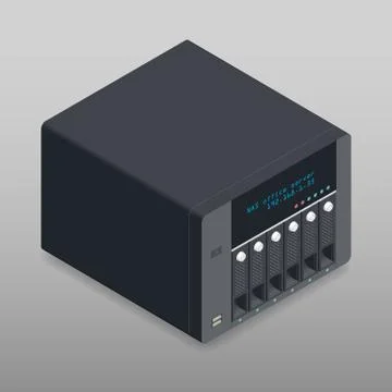 Network attached storage isometric detailed device Stock Illustration