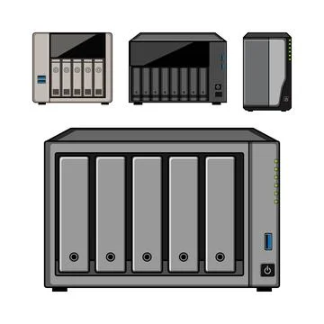 Network attached storage server systems collection Stock Illustration