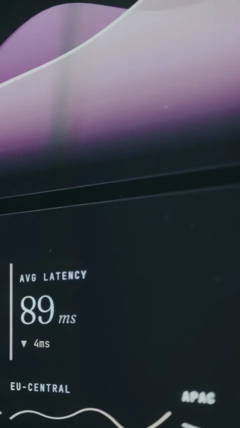 Network average latency metrics with a small downward arrow Stock Footage 334437329