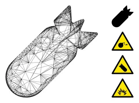 Network Aviation Bomb Vector Mesh Stock Illustration