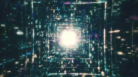 Network Background Concept. A Flying Through Digital Data Tunnel, Technology Stock Illustration