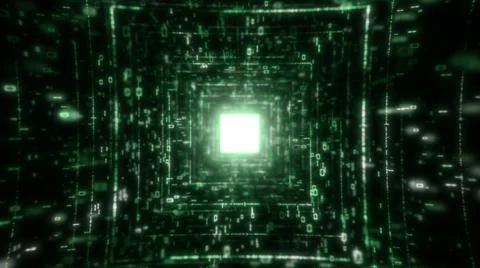 Network Background Concept. A Flying Through Digital Data Tunnel, Technology Stock Illustration