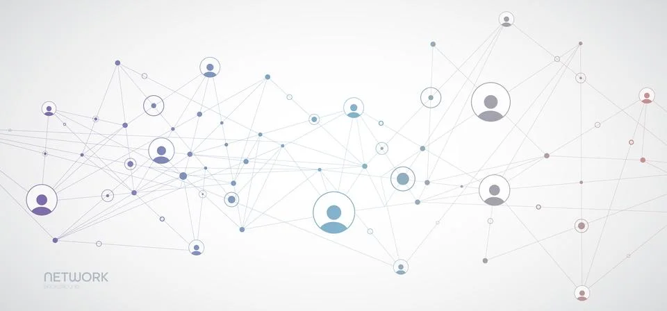 Network background. Connections with points, lines, and people icons Stock Illustration