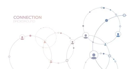 Network background. Connections with points, lines, and people icons. Stock Illustration