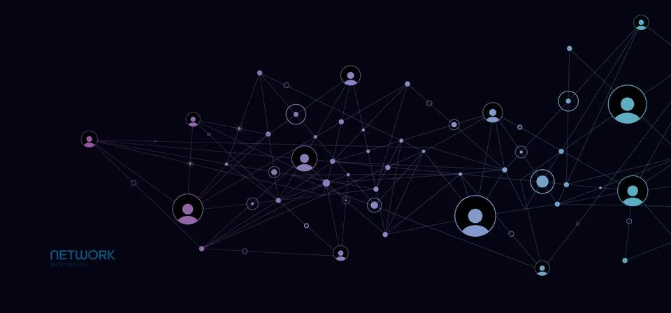 Network background. Connections with points, lines, and people icons Stock Illustration