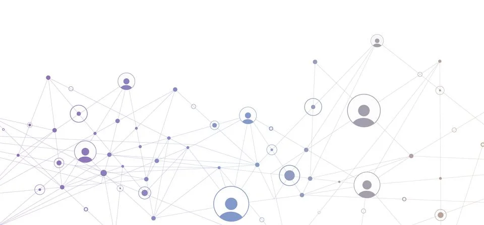 Network background. Connections with points, lines, and people icons Stock Illustration