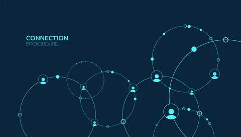 Network background. Connections with points, lines, and people icons. Stock Illustration