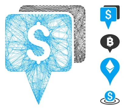 Network Bank Map Pointers Vector Mesh Illustrazione stock