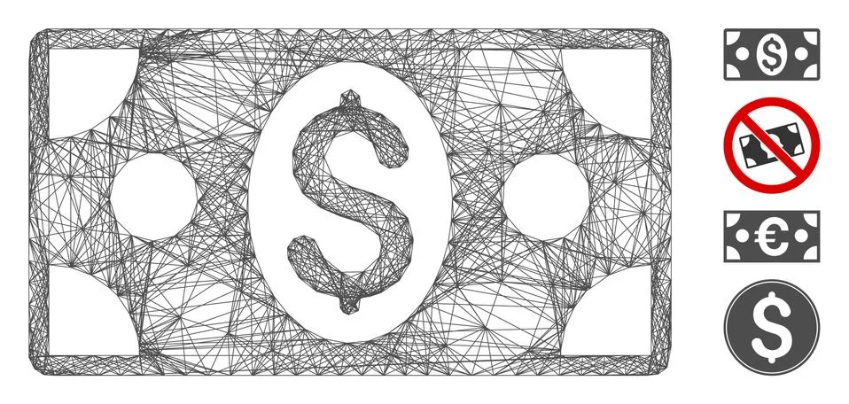 Network Banknote Vector Mesh Illustrazione stock