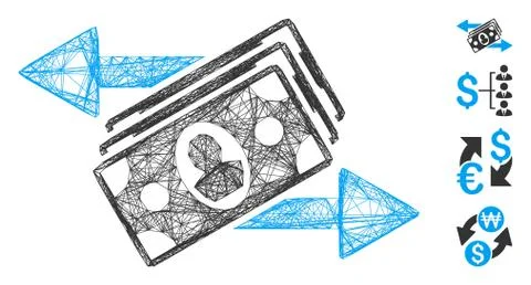 Network Banknotes Payments Vector Mesh Stockillustratie