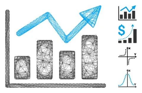 Network Bar Chart Trend Vector Mesh Stockillustratie