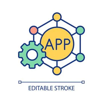 Network based application development RGB color icon Stock Illustration