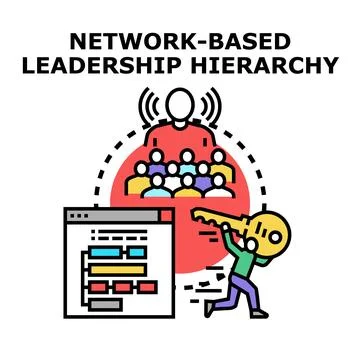 Network based leadership hierarchy concept connecting people and solutions Stock Illustration