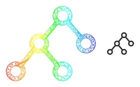 Network Binary Connections Web Mesh Icon with Rainbow Gradient Stock Illustration