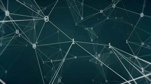 Network of binary digits moving horizontally on blue background loop Stock Footage 91518045