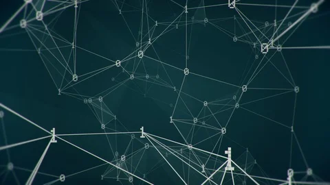 Network of binary digits moving vertically on blue background loop Stock Footage 91534776