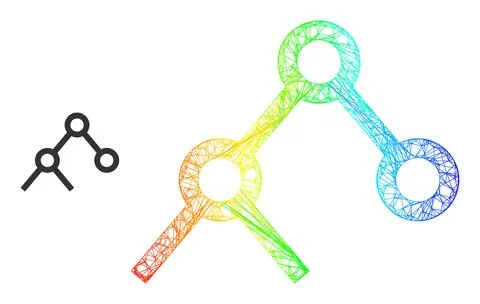 Network Binary Links Web Mesh Icon with Rainbow Gradient Stock Illustration